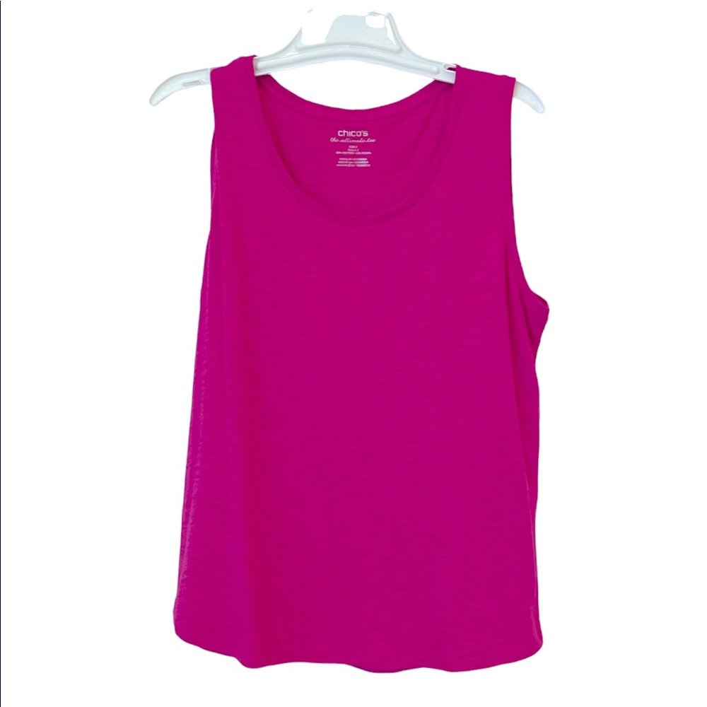 Chico’s Schiaparelli pink tank top slub cotton “perfect tee”